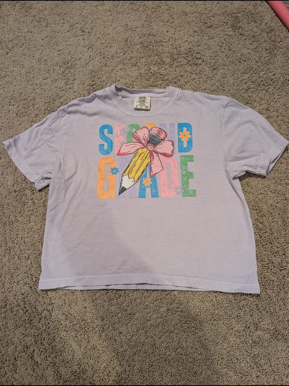 Comfort Colors Lavender Short Sleeve Tee with Colorful Pencil Graphic